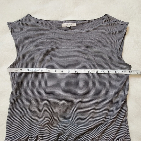 Athleta Westwood Dress Micro Stripe Gray Sleeveless Ruched Size M - Picture 8 of 14